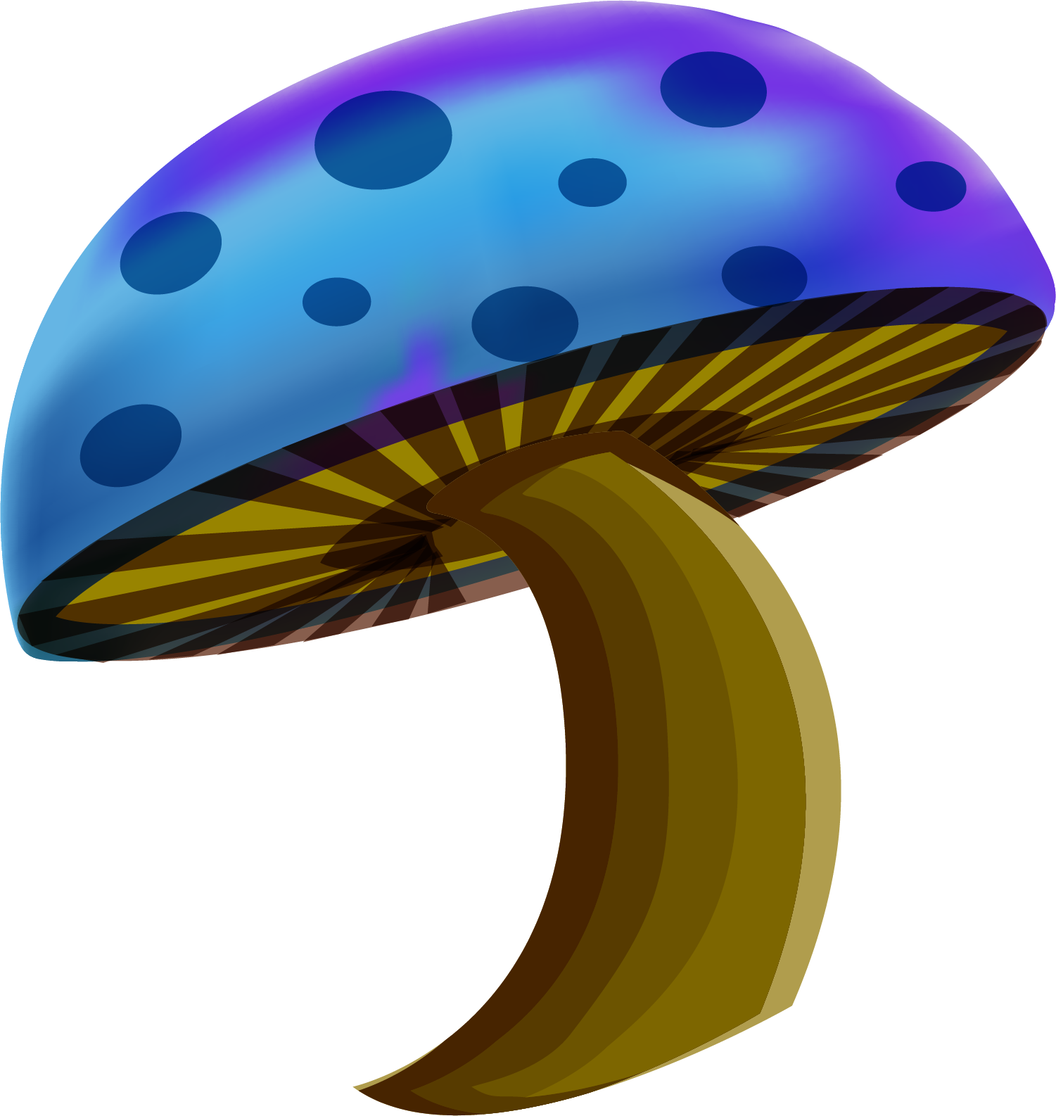 Blue Drawing Watercolor Painting Cartoon - Cartoon Blue Mushroom Pngs (1501x1586), Png Download