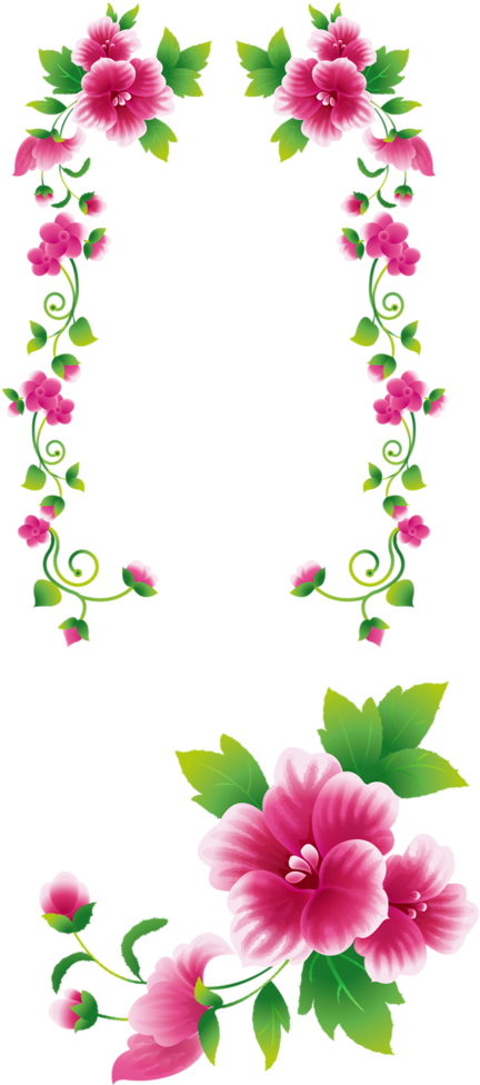 Marcos Flores Png Clip Art Black And White - Pink Flowers Clipart (545x1024), Png Download
