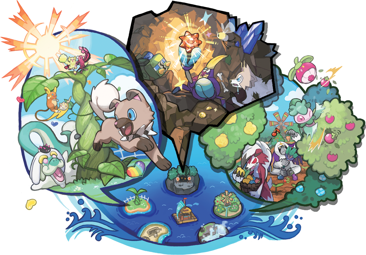 Sun Moon Poké Pelago Artwork - Pokemon Sun And Moon Poke Pelago (1280x893), Png Download