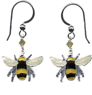 Bee Earrings - Bumble Bee Cloisonne Wire Earrings | Nature Jewelry (600x600), Png Download
