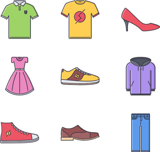 Clothes - Clothes And Shoes Cartoon (600x564), Png Download