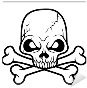 Black White Skull Head Vector Illustration Wall Mural - Santa Skull Black And White (400x400), Png Download