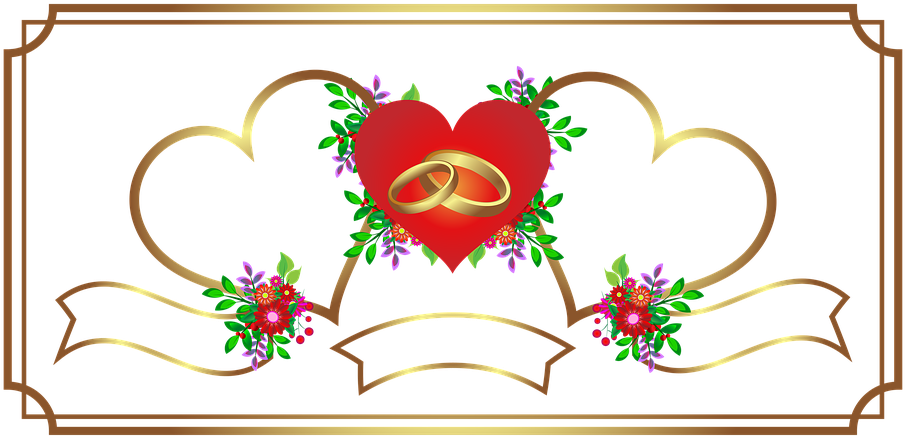 Wedding Heart Transparent Background Png - Wedding Heart (960x485), Png Download