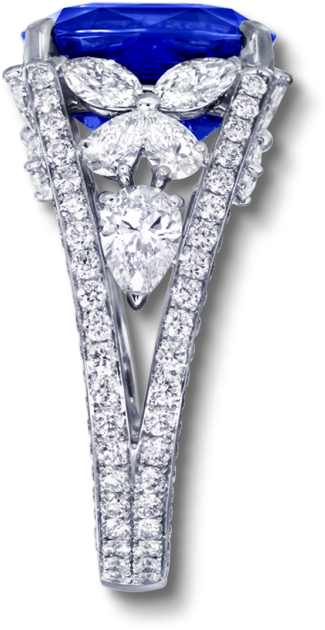 Gr24954 Cush Sapphire Ring 11 - Engagement Ring (880x880), Png Download