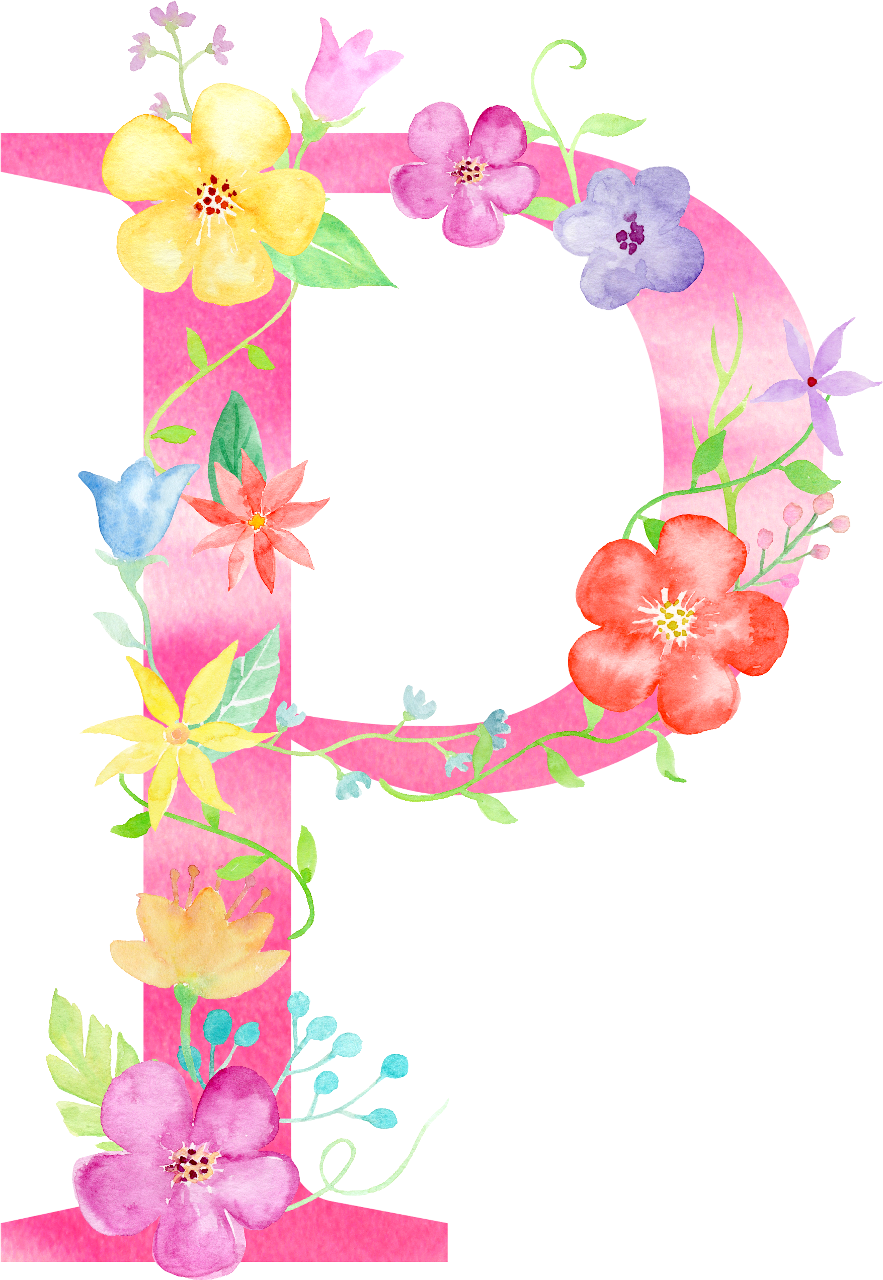 P Watercolor Lettering, Watercolour, Alphabet, Pen - Letter (2400x3000), Png Download
