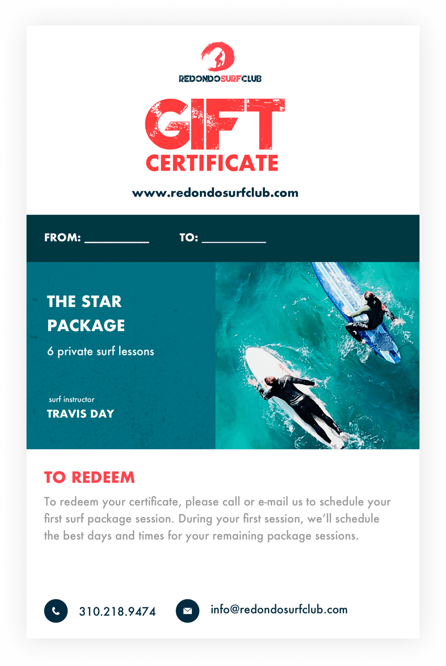 Redondo Surf Club Gift Certificate Pro Package - Redondo Surf Club (908x1355), Png Download
