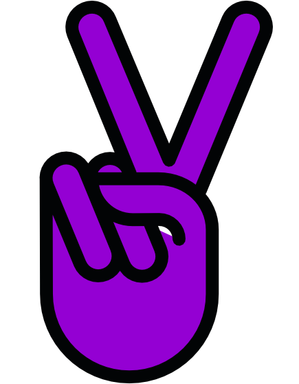 Purple Clipart Peace Sign - Purple Hand Peace Sign (444x575), Png Download