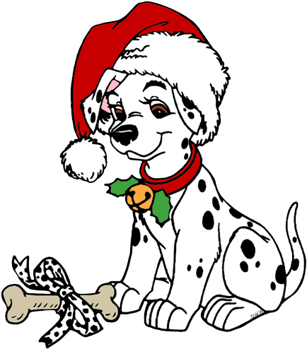 Png Free Dalmatians Clip Art Disney Galore Dalmatian - Draw Christmas Disney Characters (444x501), Png Download