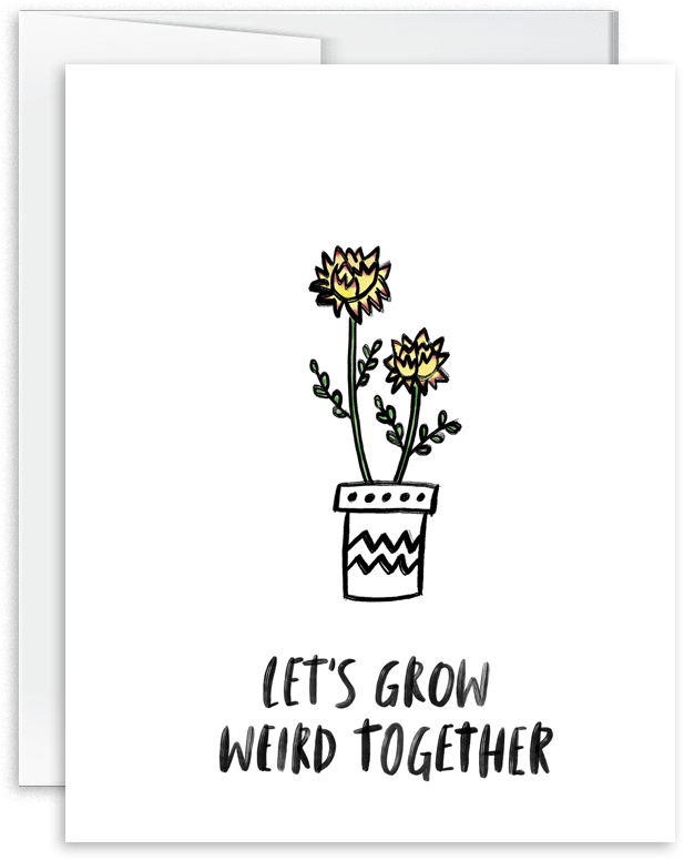 Watercolor Flower Let's Grow Weird Together Greeting - Cartoon (1000x1000), Png Download