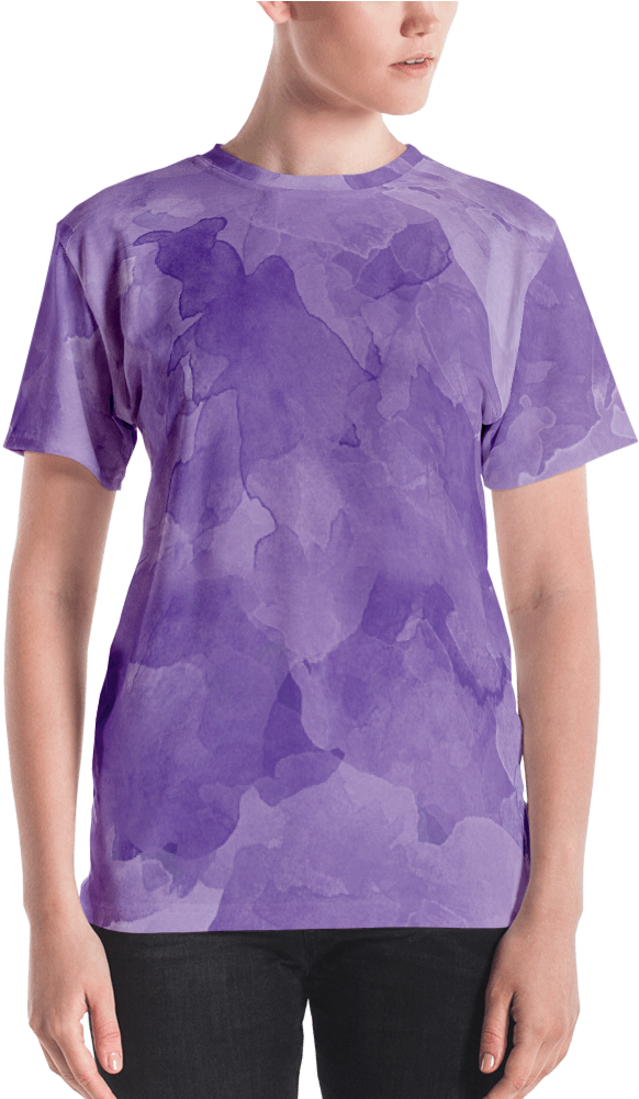 Violet Watercolor Women's T Shirt T Shirt Zazuze - T-shirt (1000x1000), Png Download