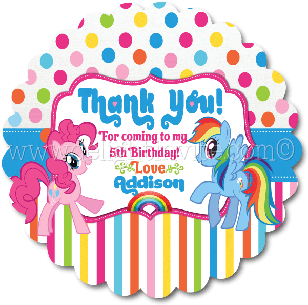 Download Thank You Labels For Birthday Party Png - My Little Pony Favor ...