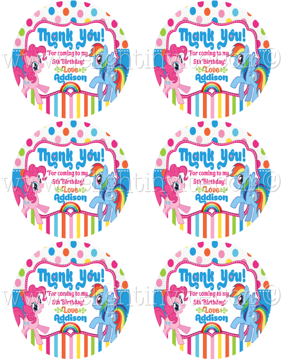 My Little Pony Birthday Sticker Tag - Circle (614x794), Png Download