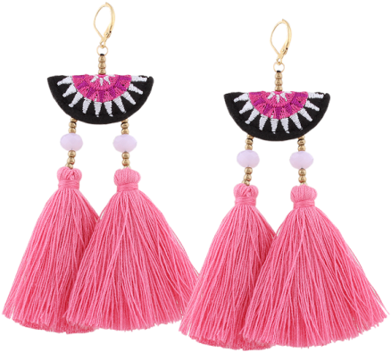 Margarita Tassel Earrings - Fashion Bohemian Long Tassel Fringe Boho Dangle Clip (600x600), Png Download