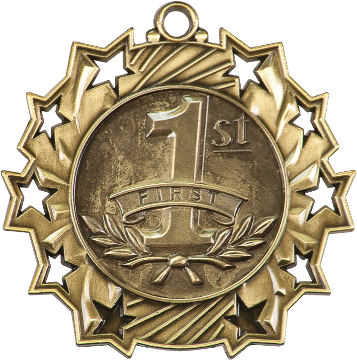 1st Place Ten Star Medal - Volleyball Medal (750x748), Png Download