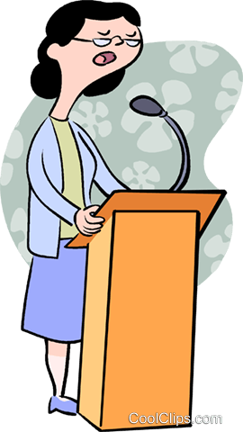 Woman Speaking At A Podium Royalty Free Vector Clip - Clip Art Teacher In Podium (270x480), Png Download