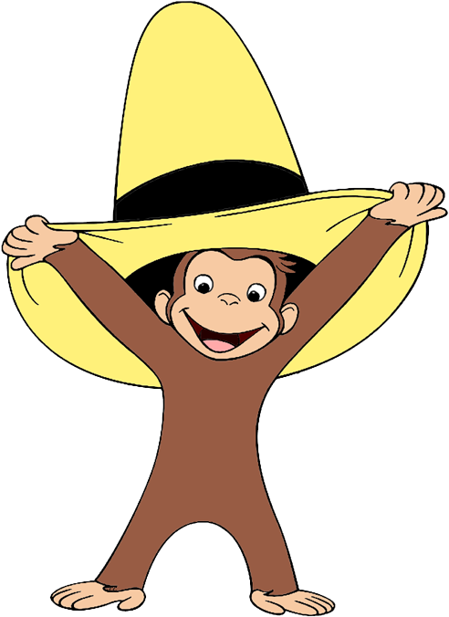 Image Free Download Curious George Clip Art Wearing - Curious George With Hat (497x690), Png Download