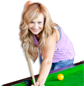 American Pool Tables Shop Now - Girl Play Pool Billiard Png (341x380), Png Download