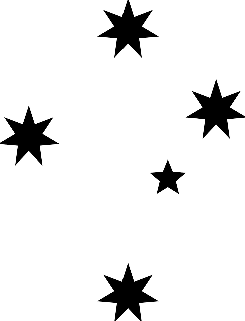 Flag, Sign, Black, Science, Geography, Australia, Star - Black Stars Clipart (488x640), Png Download
