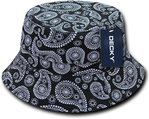 Decky Paisley Bucket Bandana Design Hat Hats Caps Cap - Paisley Bandana Print 100% Cotton Bucket Hat (500x500), Png Download