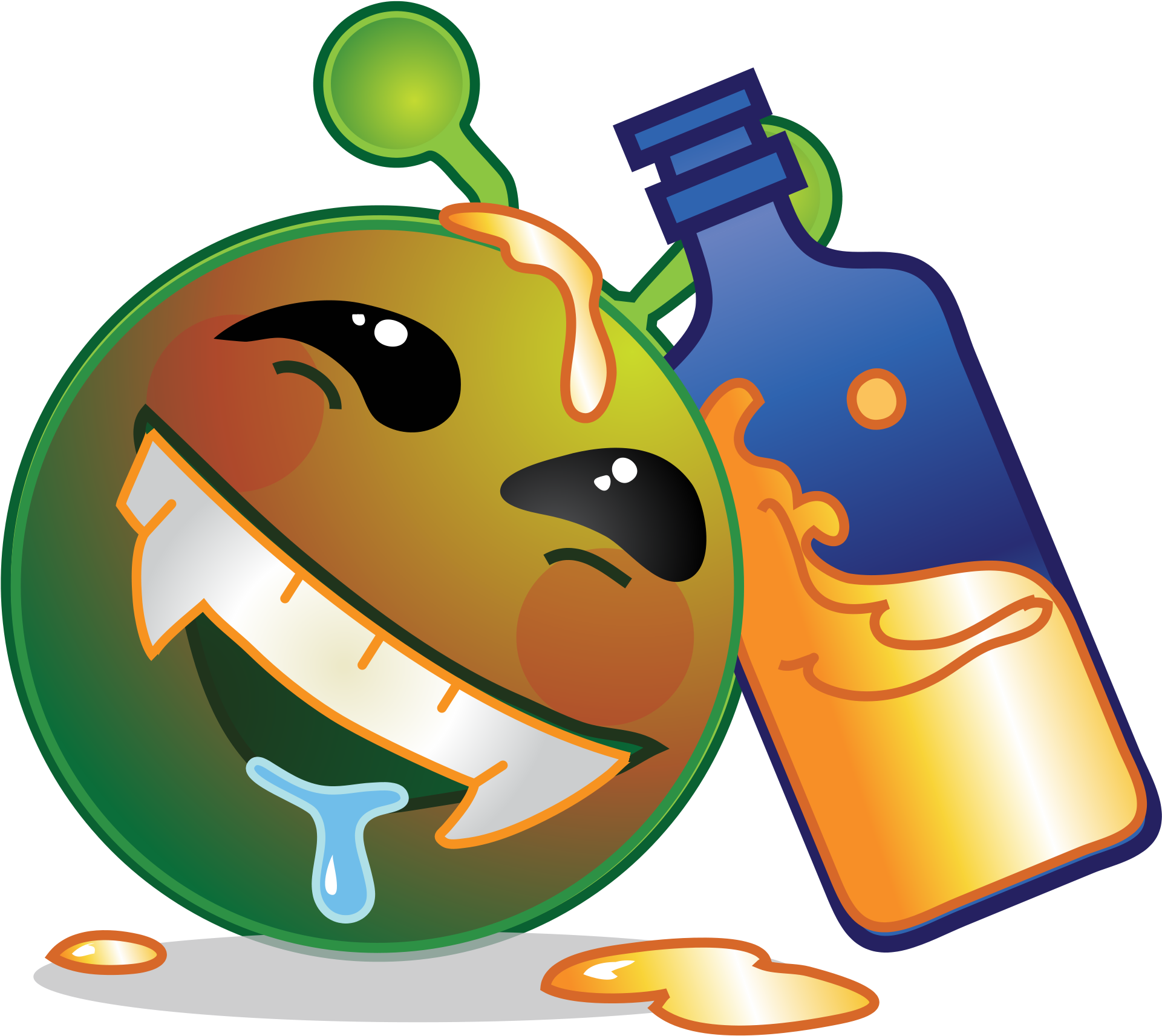 Drunk Smiley Png - Green Alien (2000x1793), Png Download