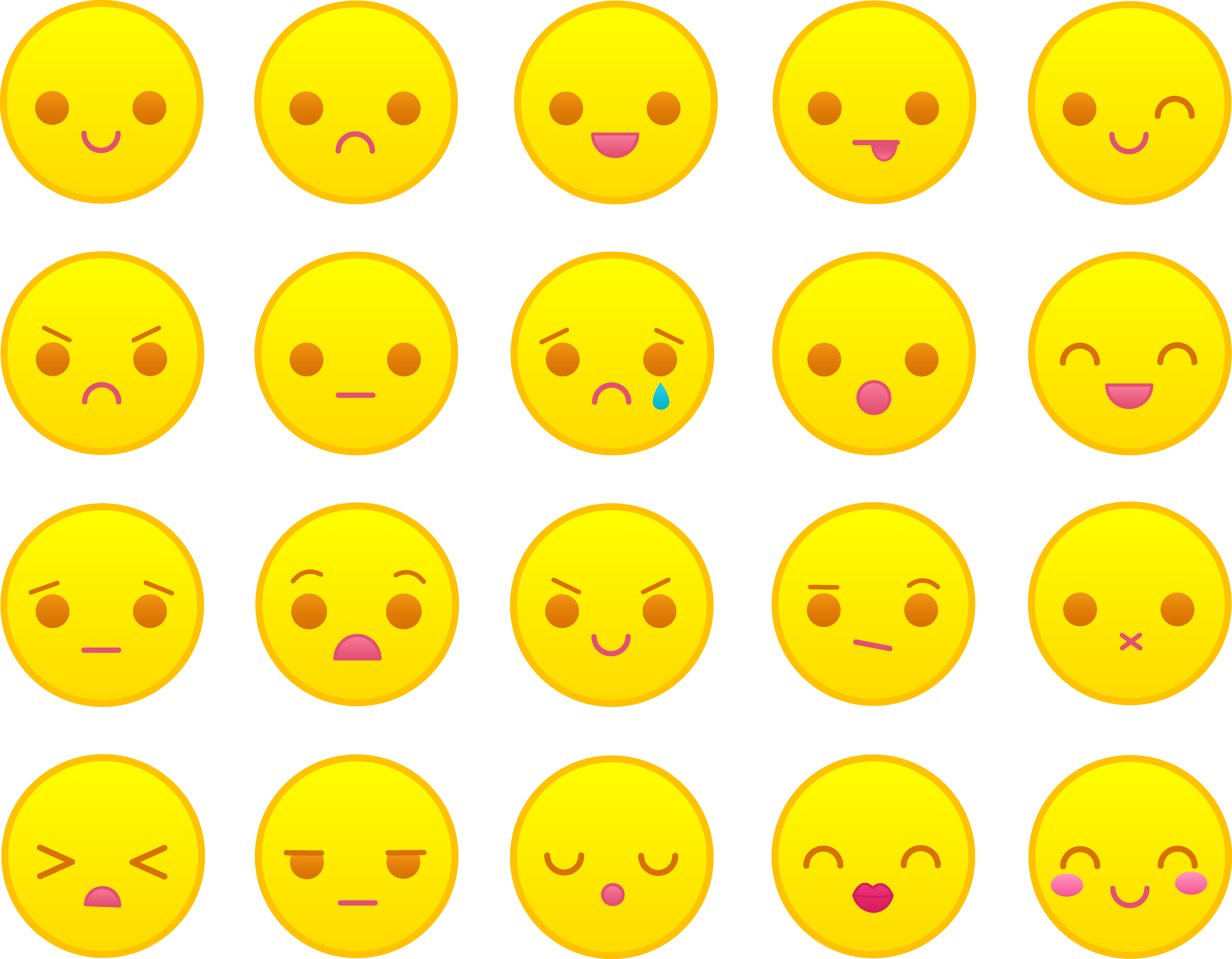 Smileys Yellow Pencil And In Color - Cute Angry Face Emoticon (6763x5262), Png Download