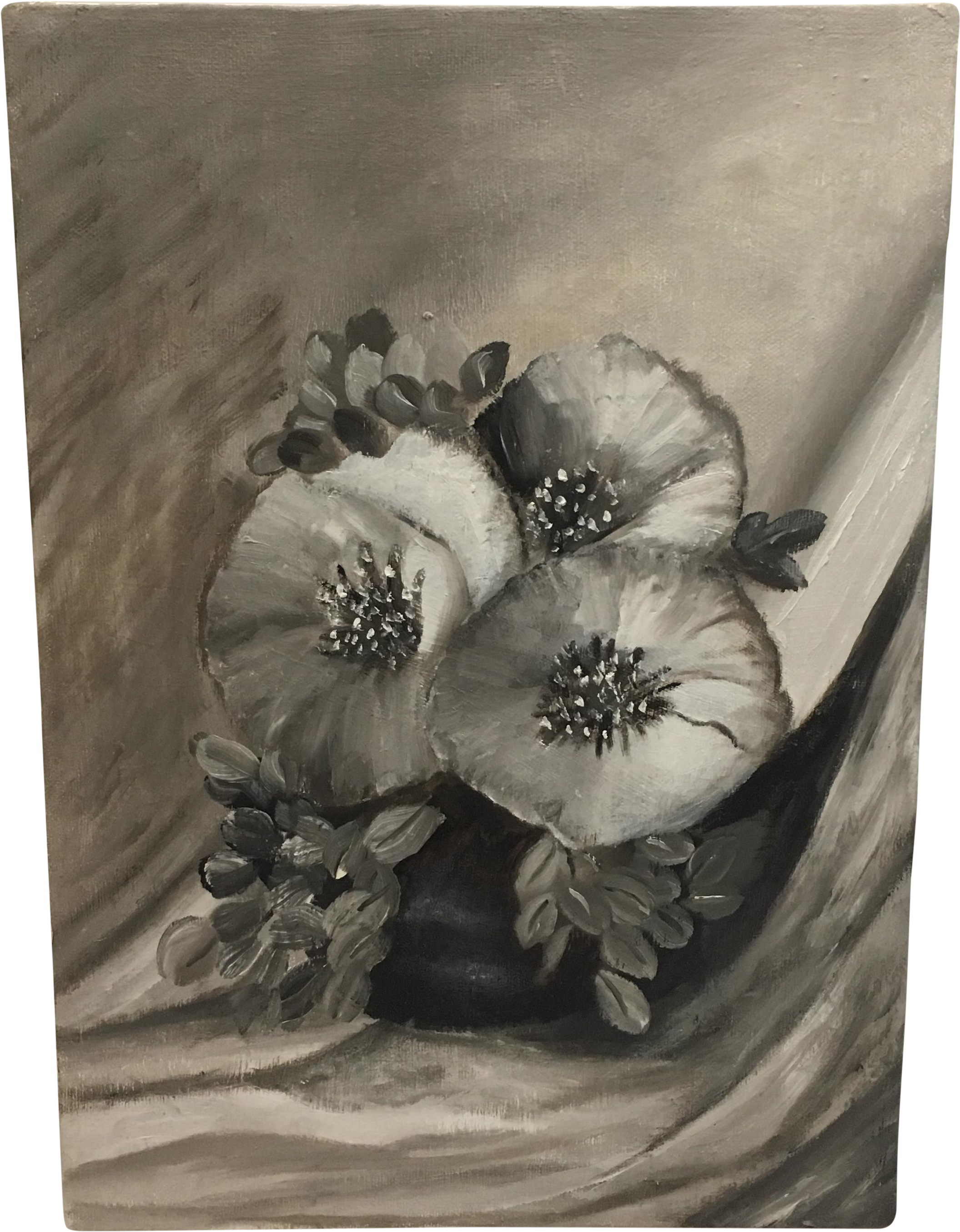 Still Life Monochromatic Floral Painting - Painting (2344x3007), Png Download