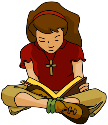 Nice Teenager Cliparts - Girl Reading Bible Clipart (345x400), Png Download