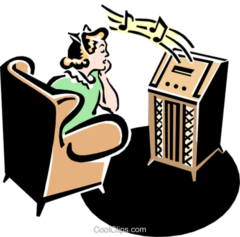 50's Style Radio With Teenager Listening Royalty Free - 50s Teenagers Clipart (480x474), Png Download