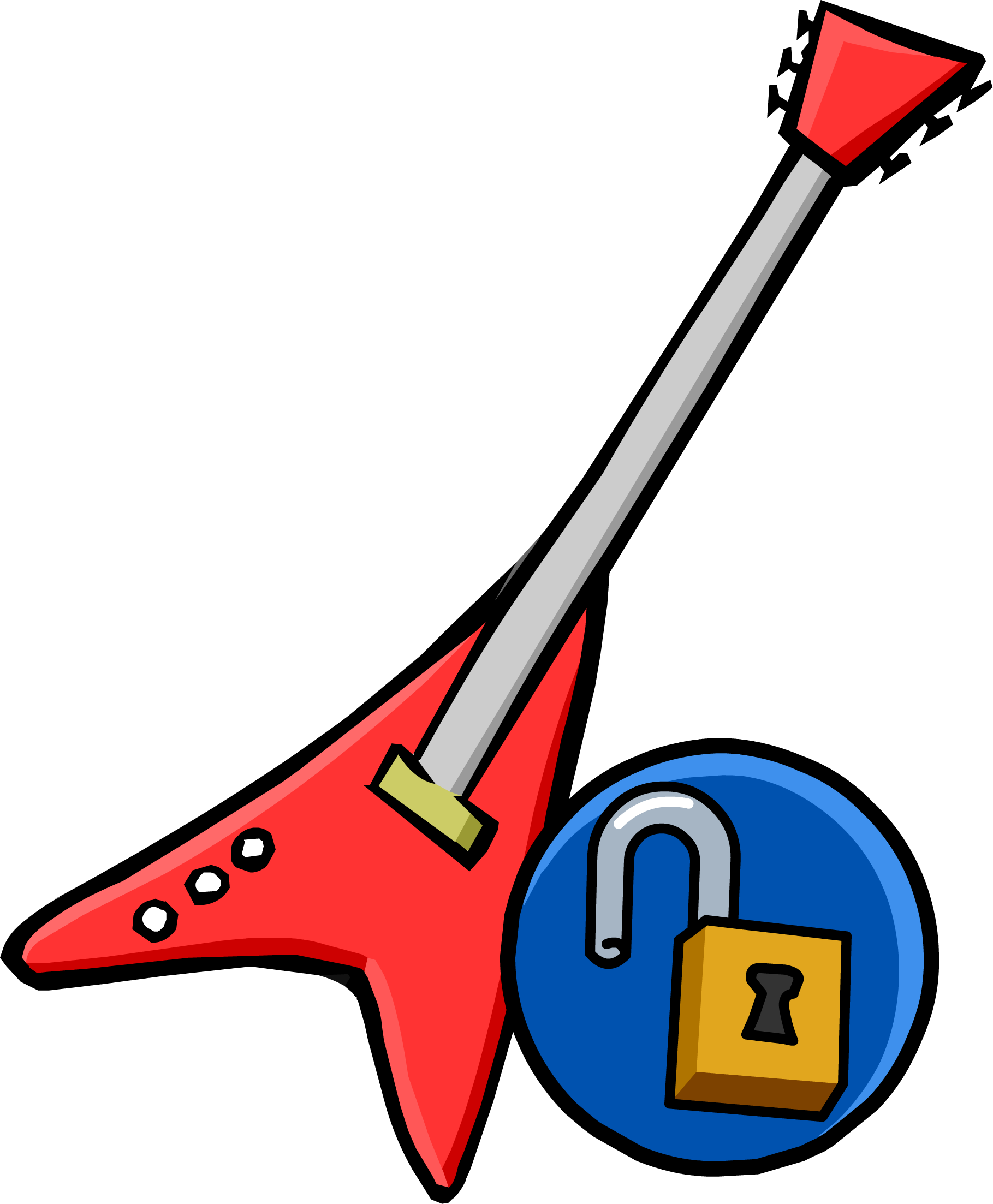 Red Electric Guitar Unlockable Icon - Club Penguin Red Electric Guitar (1819x2206), Png Download