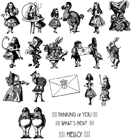 Clip Art Royalty Free Download Red Rubber Stamps Summore - Alice In Wonderland's Tweedle Dee And Tweedle Dum Rubber (463x480), Png Download