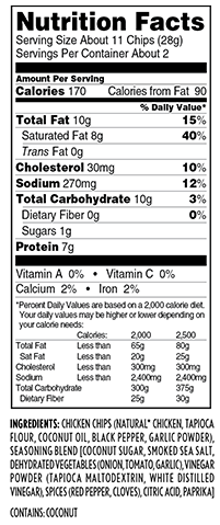 Barbecue Chicken Chips Nutrition Facts & Ingredient - Wilde Chicken Chips Review (600x480), Png Download