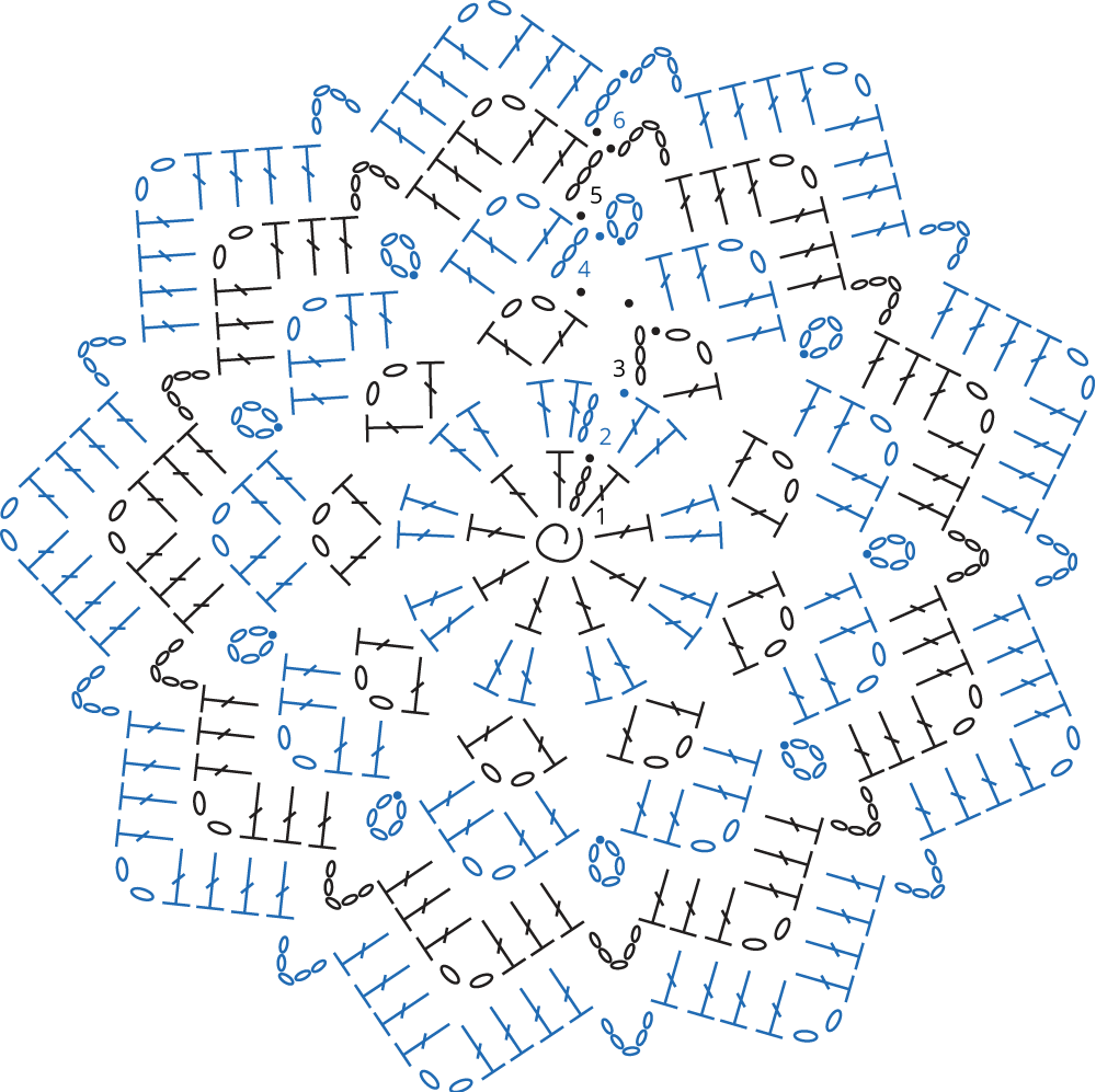 Crochet Diagram - Crochet Star Blanket Diagram (1000x997), Png Download
