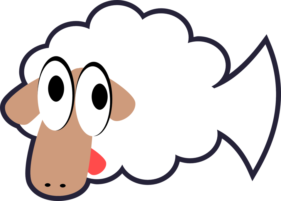 White Stupid & Cute Cartoon Fish Sheep - Black White Clipart Animals (958x684), Png Download