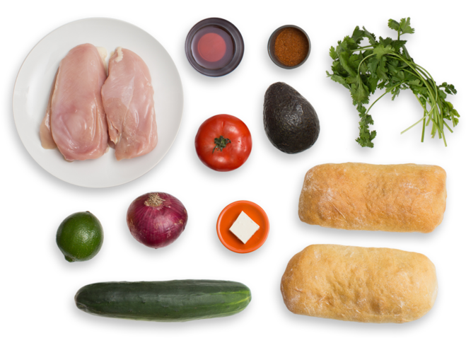 Mexican-style Chicken Tortas With Tomato, Avocado & - Torta (700x477), Png Download
