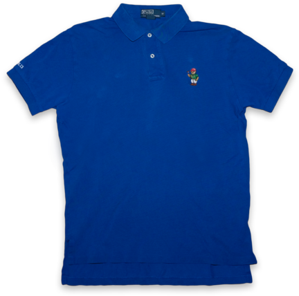 Vintage Polo Ralph Lauren Polo Bear Polo Shirt Blue - 160 Gsm Polo T Shirt (480x480), Png Download