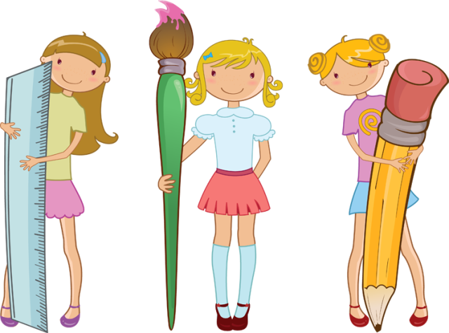 Teens Back To School Clipart - Mädchen, Die Schulbedarf-aufkleber Halten Runder Aufkleber (640x475), Png Download