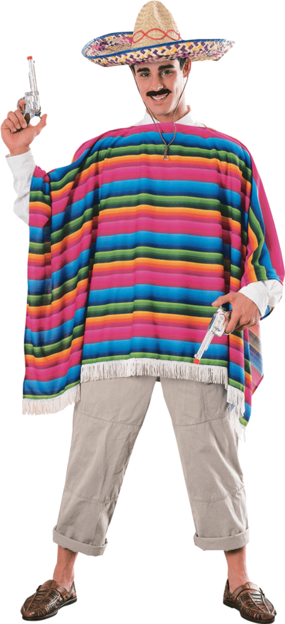 Mexican People Png - Mexican Poncho And Sombrero Adult Costume (800x1268), Png Download