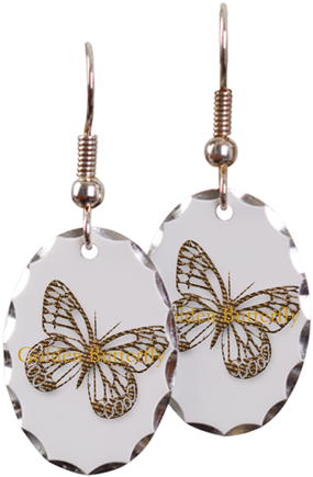 Cute Gold Butterfly Earring Oval Charm - Cute Gold Butterfly Shower Curtain (460x460), Png Download