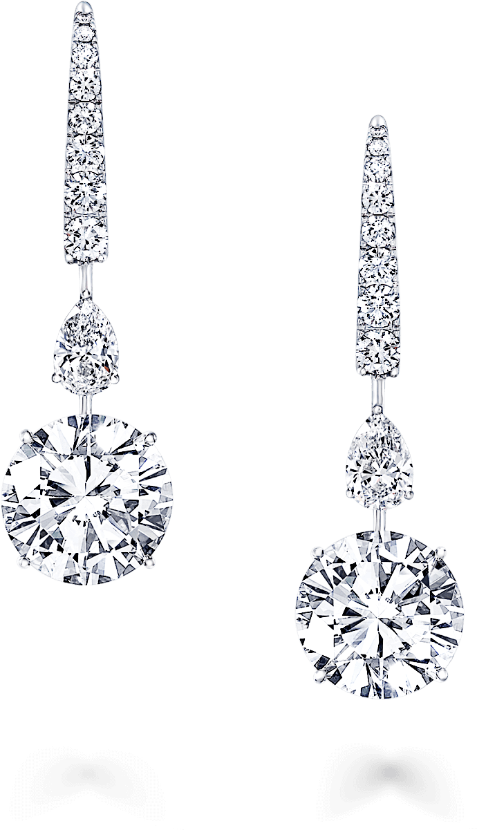 A Pair Of Classic Graff Earrings Featuring Round Diamonds - Earring (2000x2000), Png Download