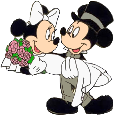 Wedding Clipart Mickey Mouse - Mickey And Minnie Wedding (504x513), Png Download