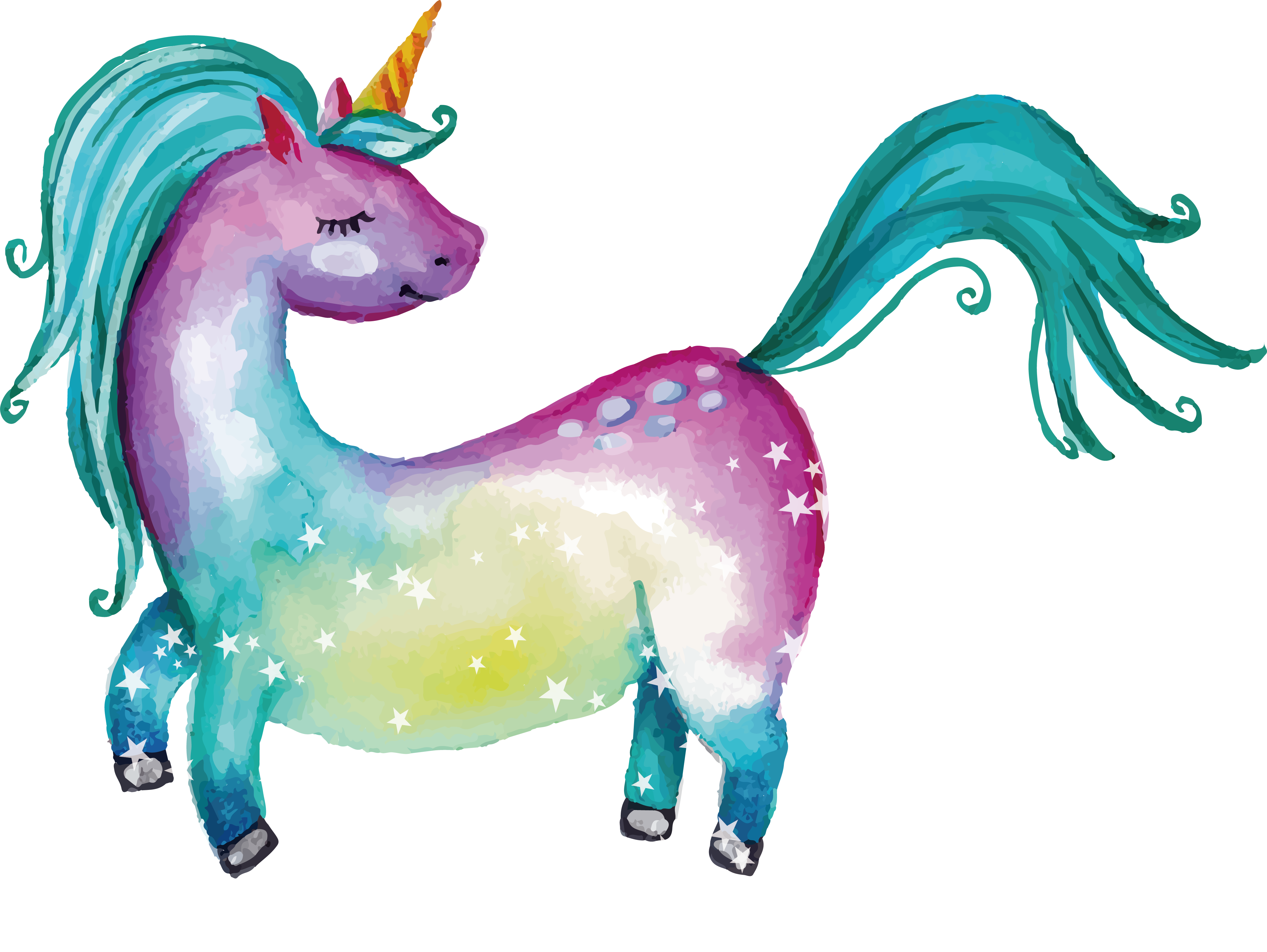 Horse Clipart Watercolor - Watercolor Unicorn Png (4282x3219), Png Download
