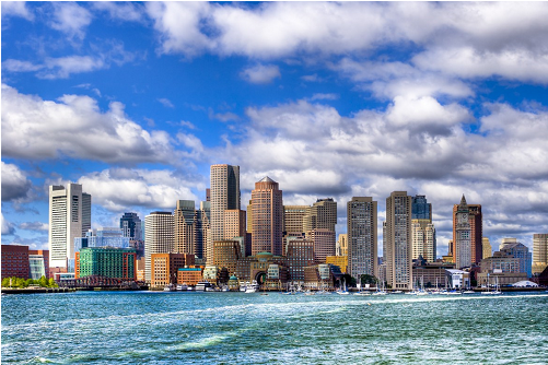 Boston Harbor Boston Skyline (500x500), Png Download