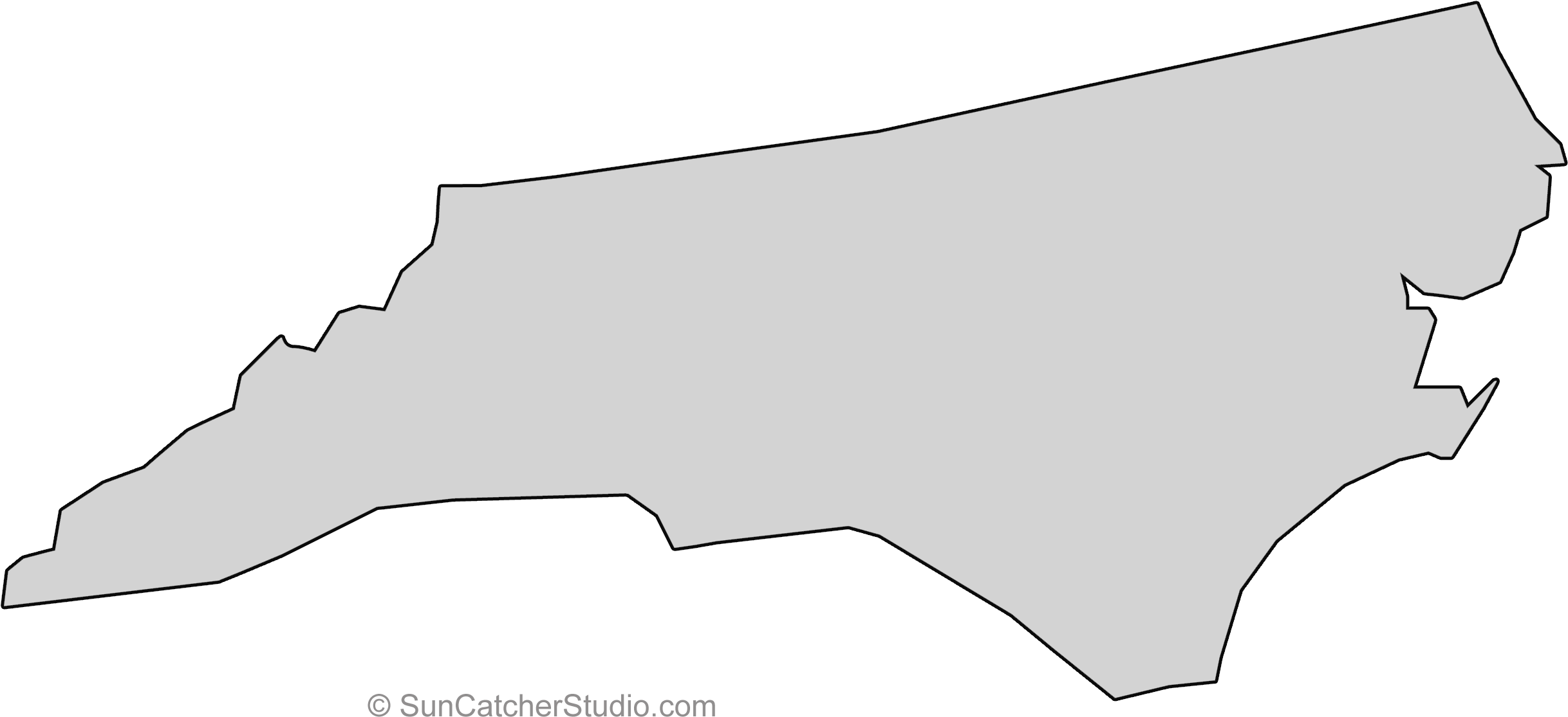 North Carolina - Outline Of North Carolina Png (2475x1193), Png Download