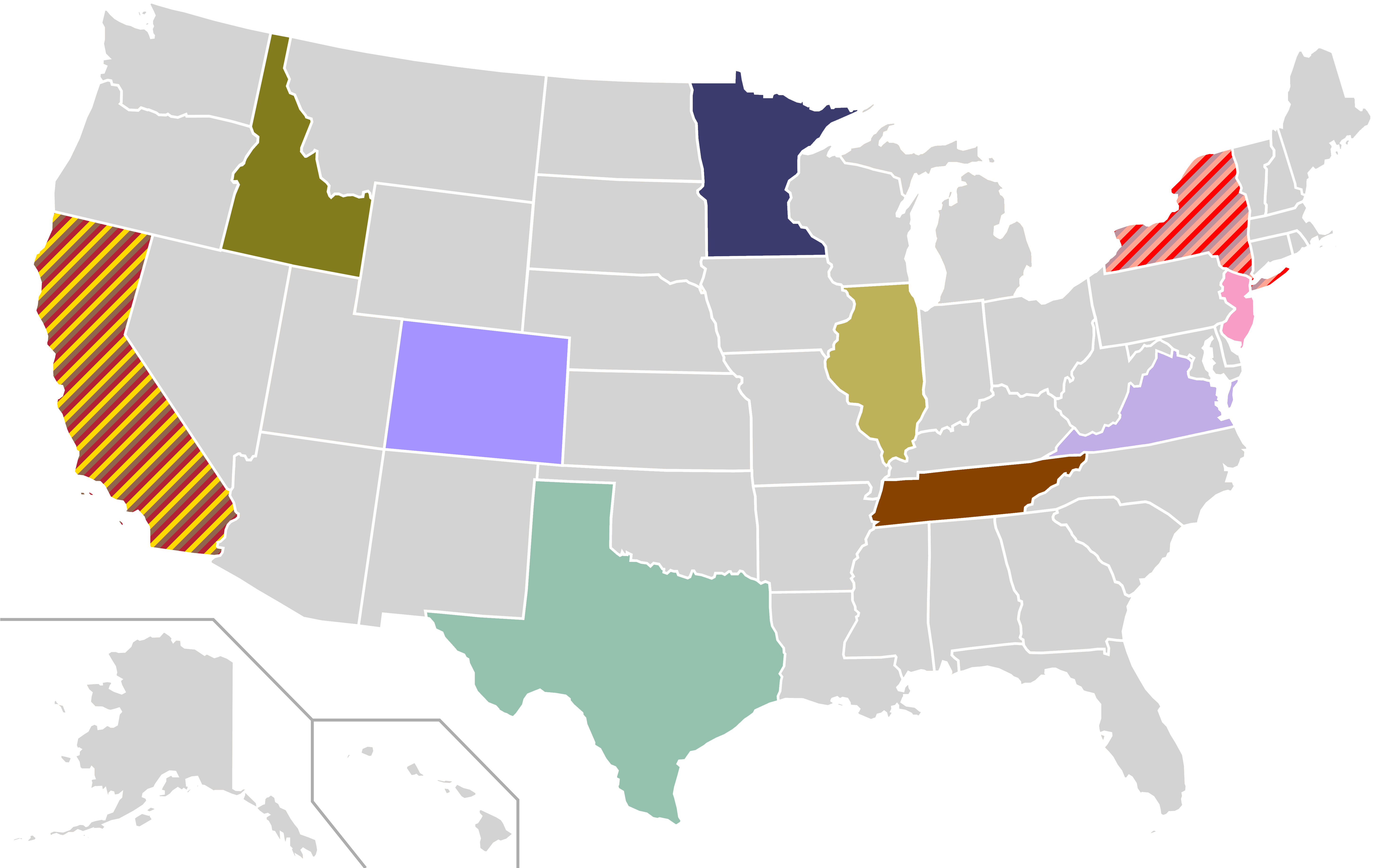Presidential Candidate Home State Locator Map, 1984 - Prepa Networks Puerto Rico (6000x3710), Png Download