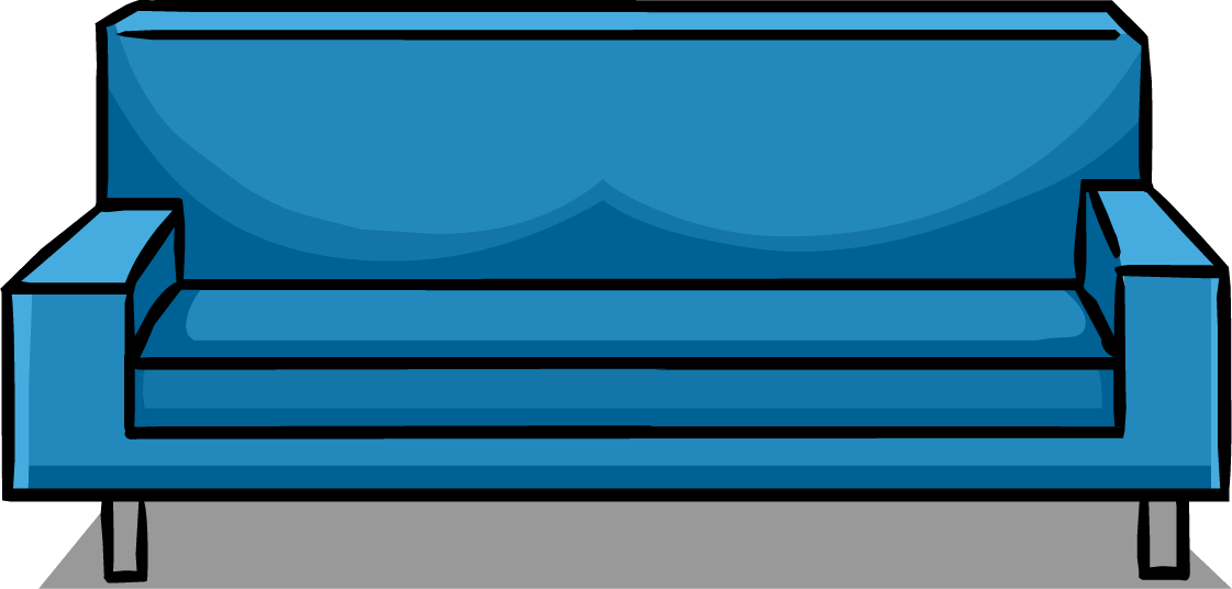Modern Couch Furniture Icon - Blue Couch Clipart (1121x536), Png Download