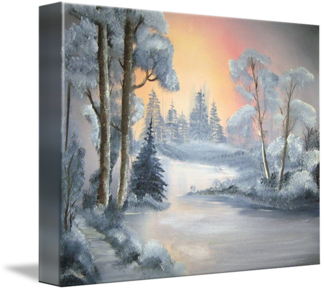 Clip Art Free Stock Painting By Cindi Lane - Snowfall Magic Bob Ross (650x583), Png Download