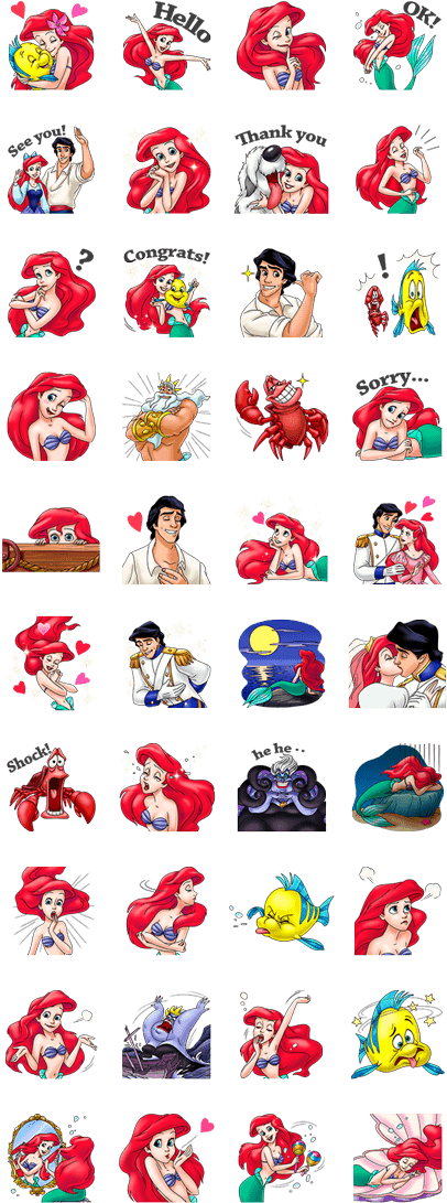 Previous - Little Mermaid Line Sticker (420x1121), Png Download
