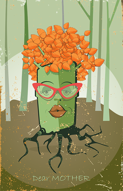 Tree Family By Goga Katsarava, Via Behance - Illustration (400x619), Png Download