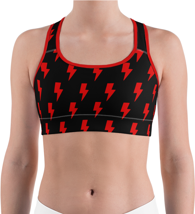 Red & Black Lightning Bolts Sports - Sports Bra Mock Up (725x725), Png Download
