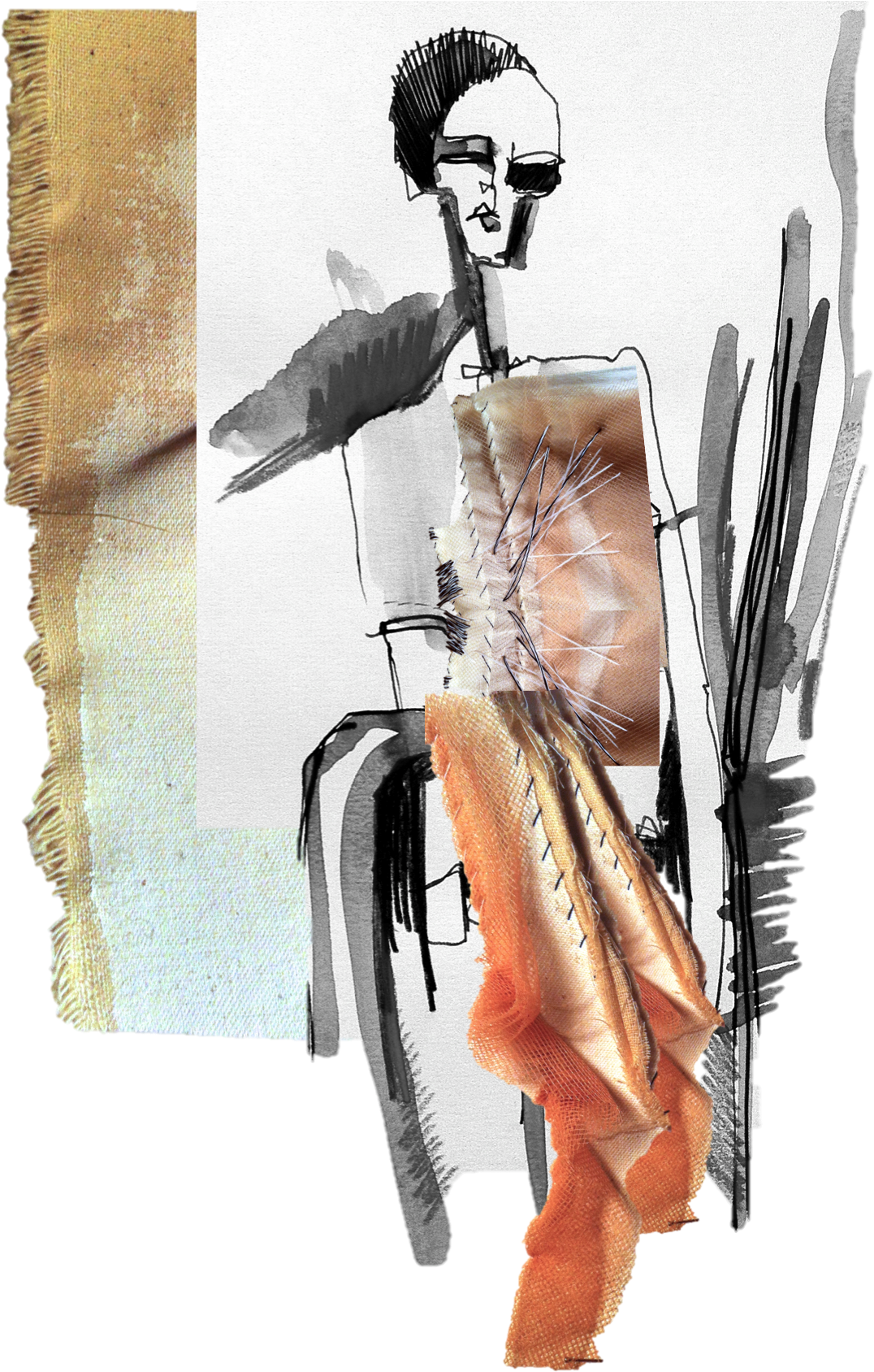 Clipart Library Download Instagram - Digital Fashion Sketch Collage (1114x1723), Png Download